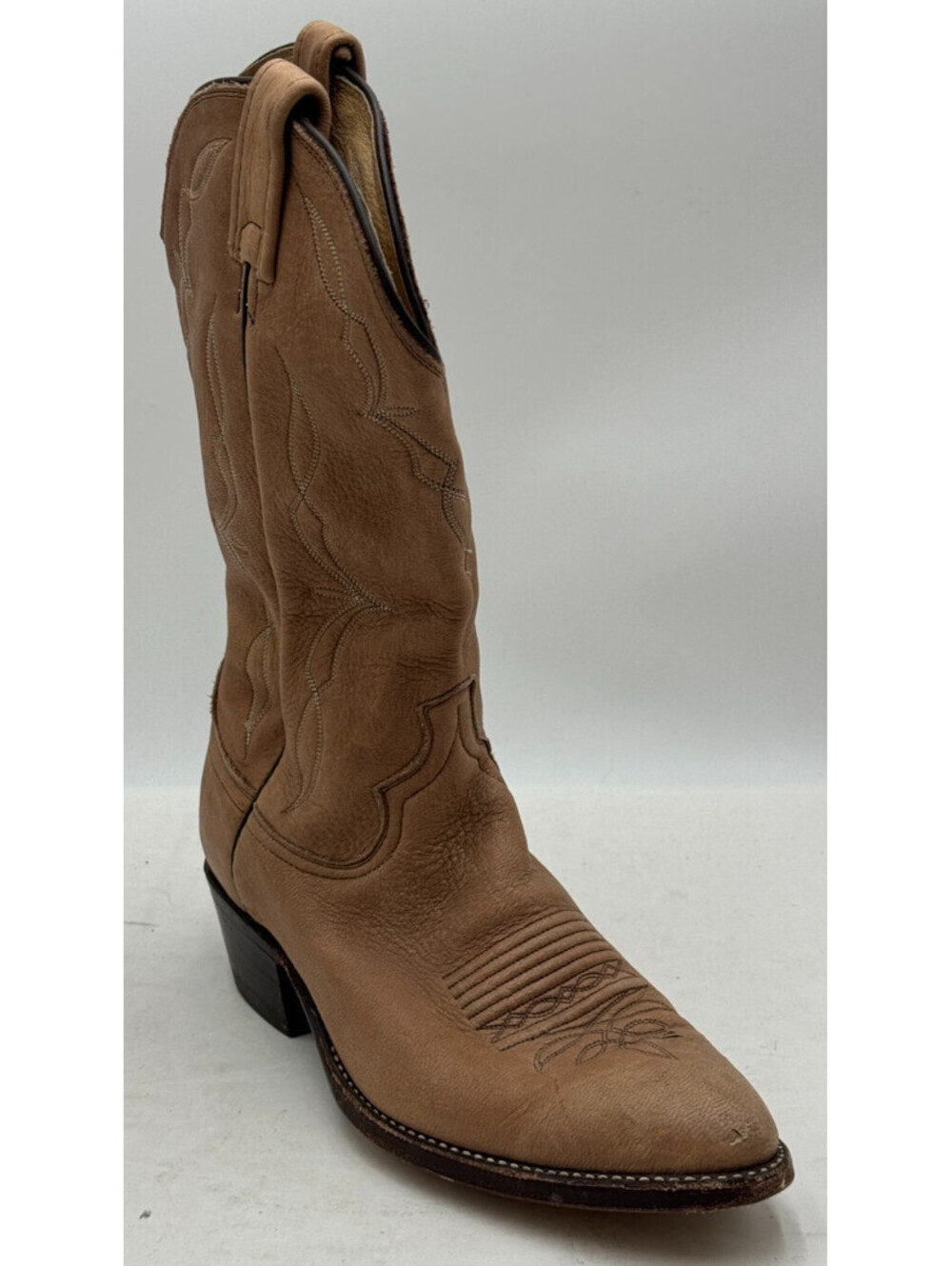 Dan Post Mens Western Boots 9D Brown Leather Pull On Mid Calf Cowboy Boots 6557